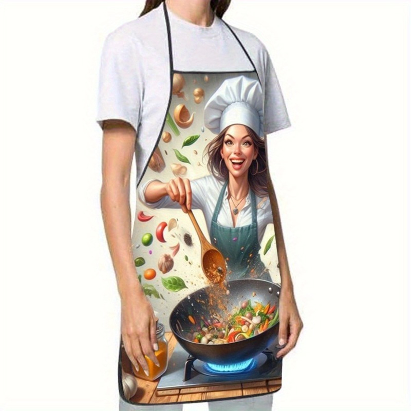 Delantal con estampado de verd - Home Cooking Chef reseña y precio